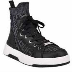 EUC Guess Black Manney Knit Logo High Top Sneakers